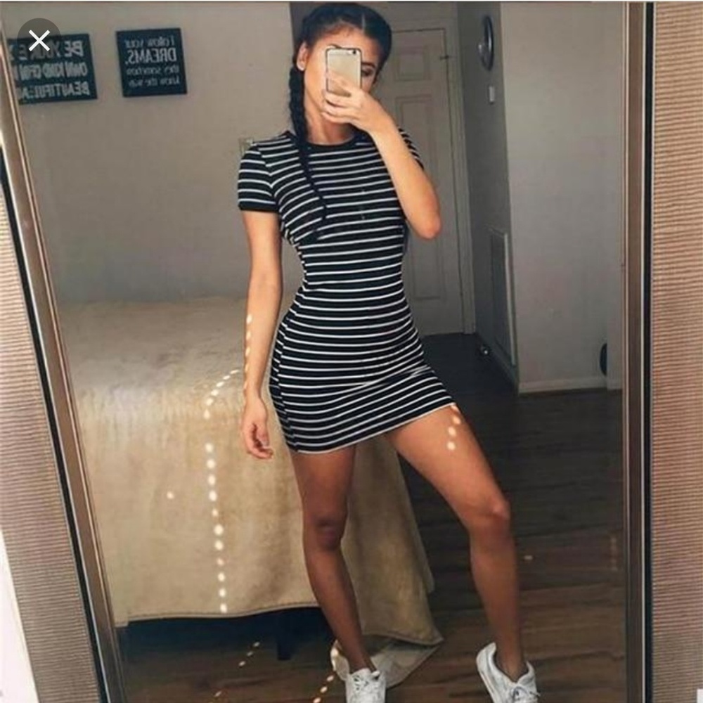 B&W striped tee dress NWOT
